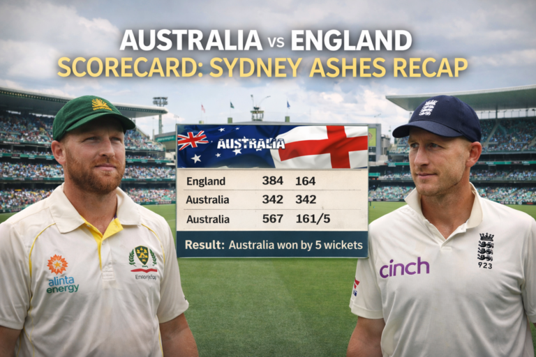 australian men’s cricket team vs england cricket team match scorecard